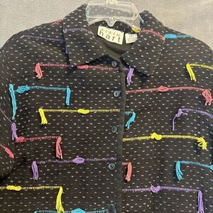 VTG Tassel Jacket Keren‎ Hart Size M Artsy Art to Wear 90's 80's Neon Colors